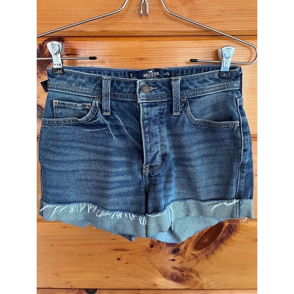Hollister Denim High Rise Mom Shorts Jorts 0 - Picture 1 of 5